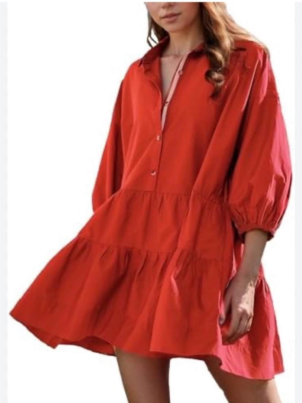 Free People Misha Rust Tiered Mini Dress XS